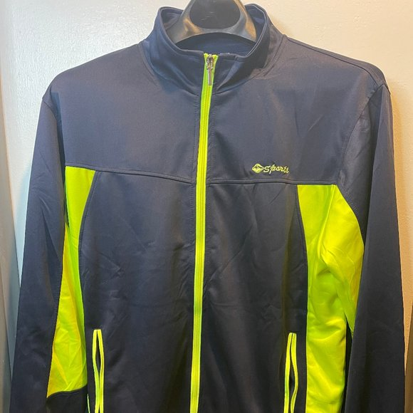 Unbranded Other - Navy Blue and Green Light Jacket Full Zip Size L 100% Polyester
